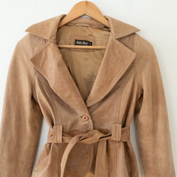 Soia & Kyo Tie Waist Leather Jacket - Picture 2 of 9